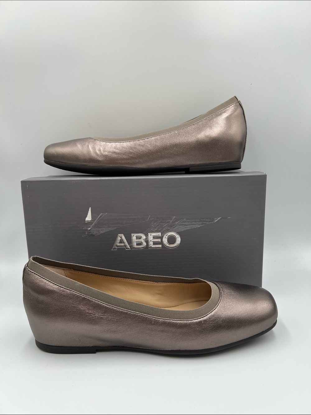 ABEO Cadence ballet flat bronze leather comfort footbed metallic shoe new 10